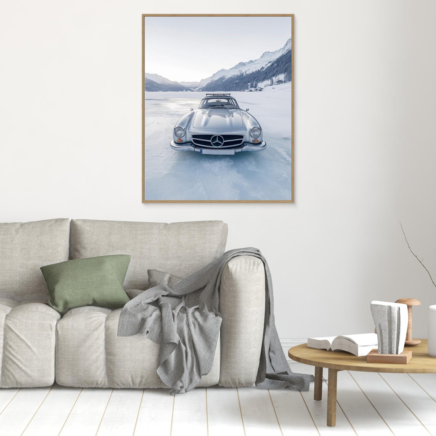 Retro Silver Car On Froozen Lake by Pictufy