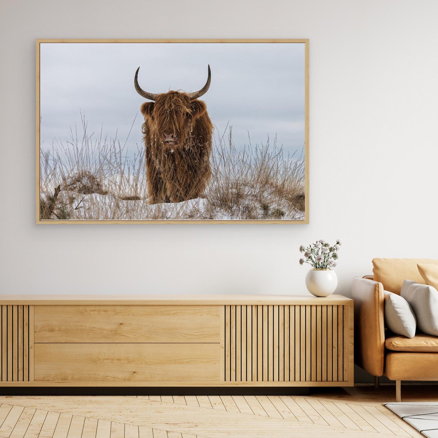 Highlander in Snow by Jaap Van Den Helm