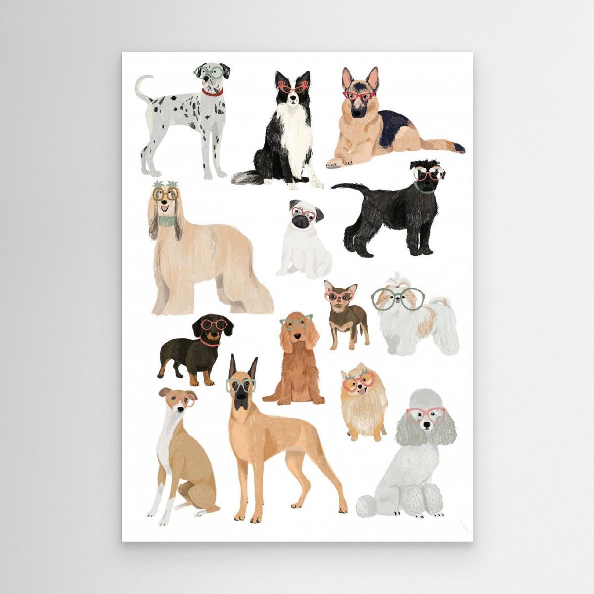 Dogs in glasses Print by Hanna Melin