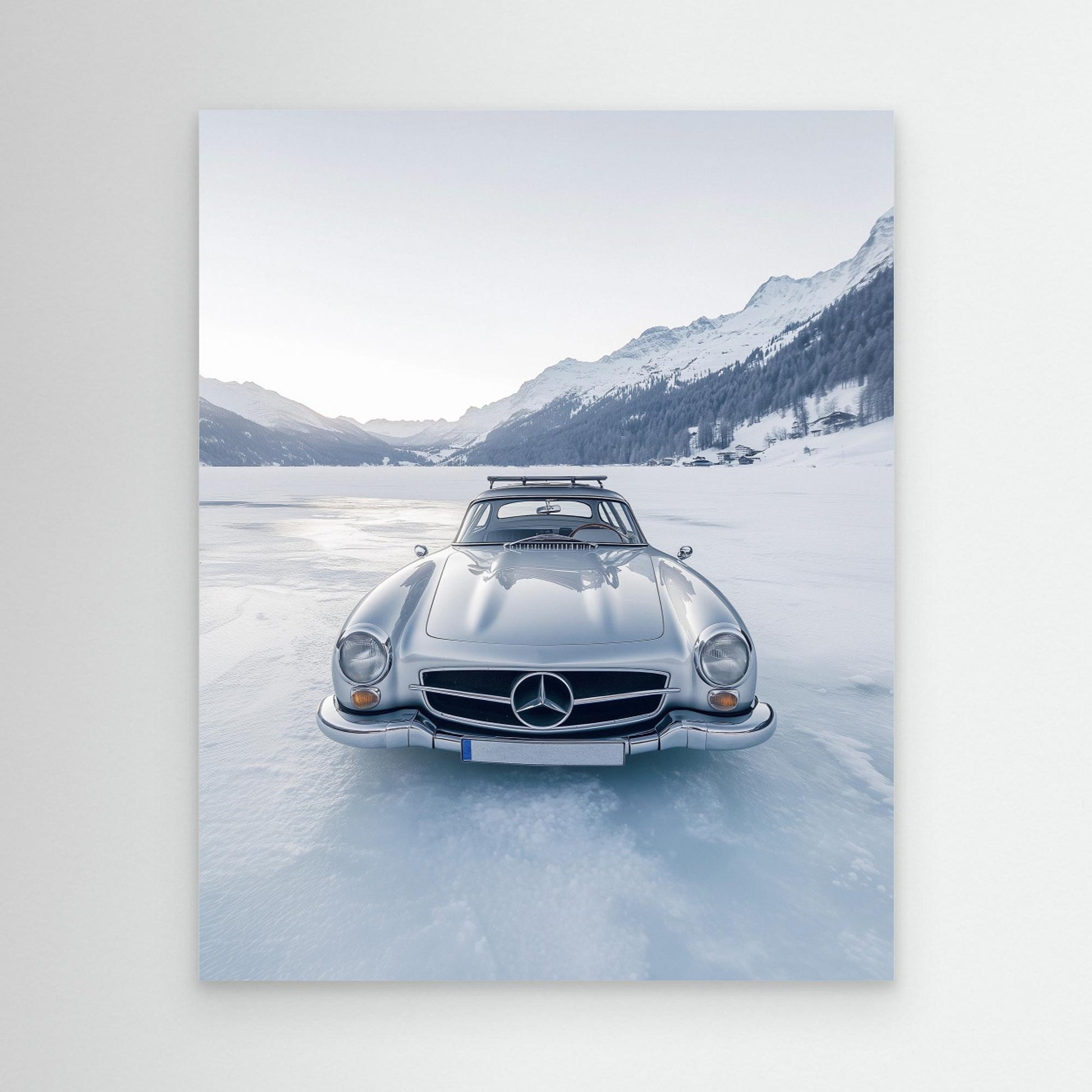 Retro Silver Car On Froozen Lake by Pictufy