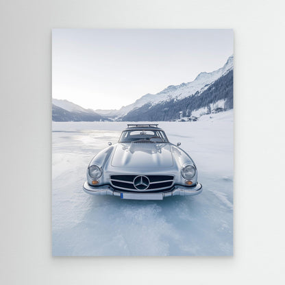 Retro Silver Car On Froozen Lake by Pictufy