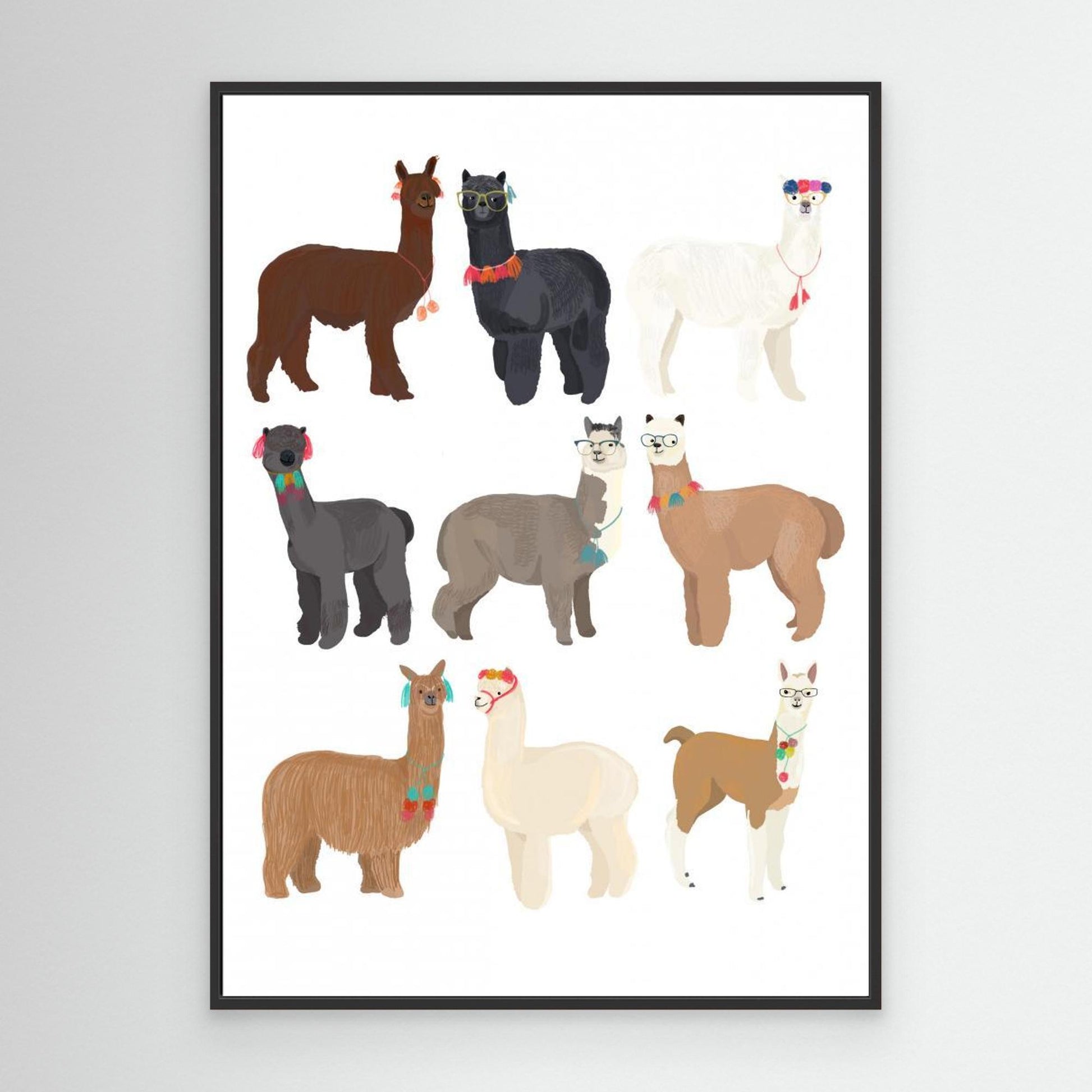 Standing Lamas In Glasses by Hanna Melin