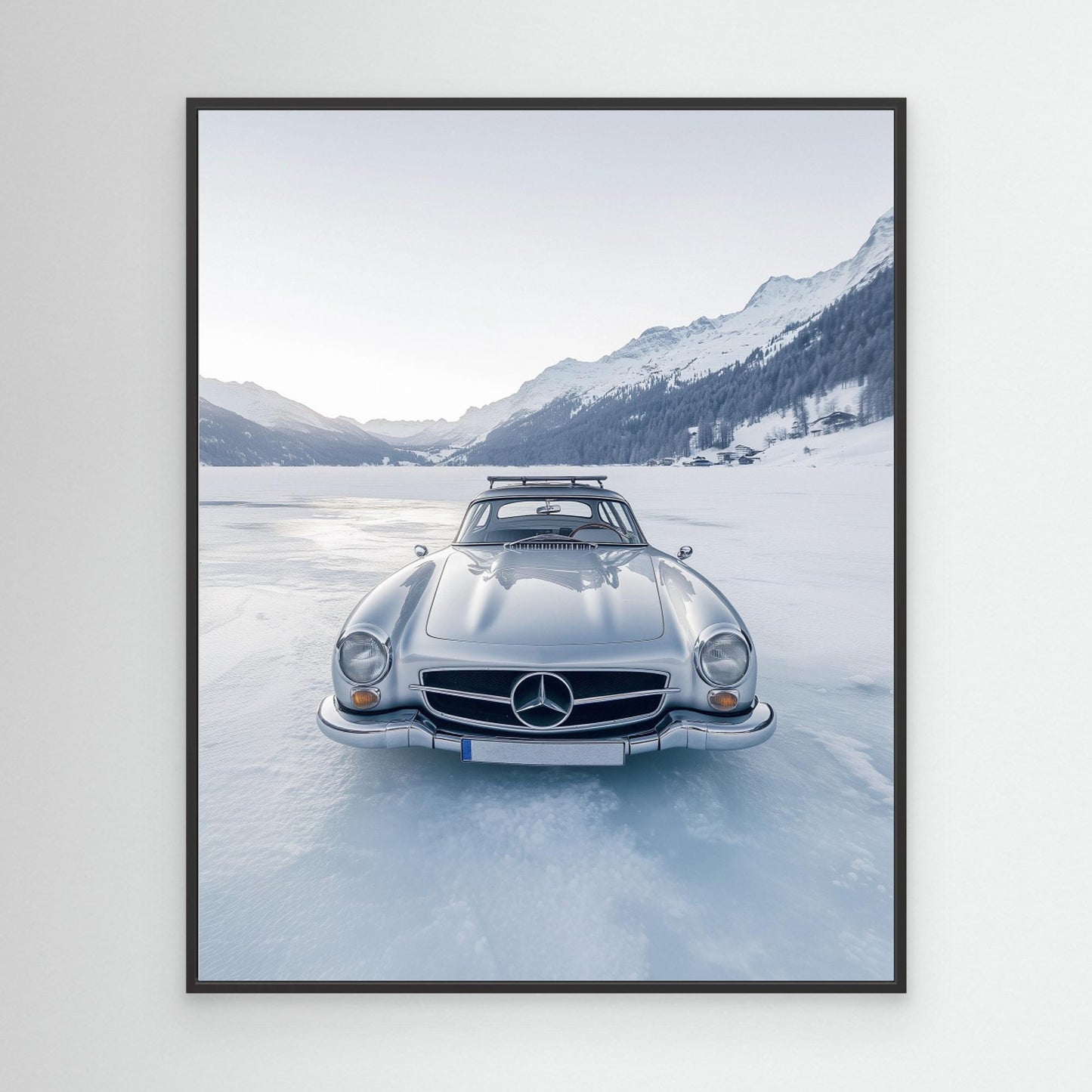 Retro Silver Car On Froozen Lake by Pictufy