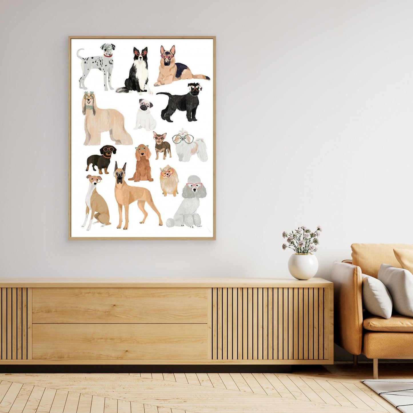 Dogs in glasses Print by Hanna Melin
