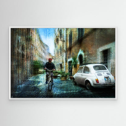 Cyclist in the alley by Nicodemo Quaglia