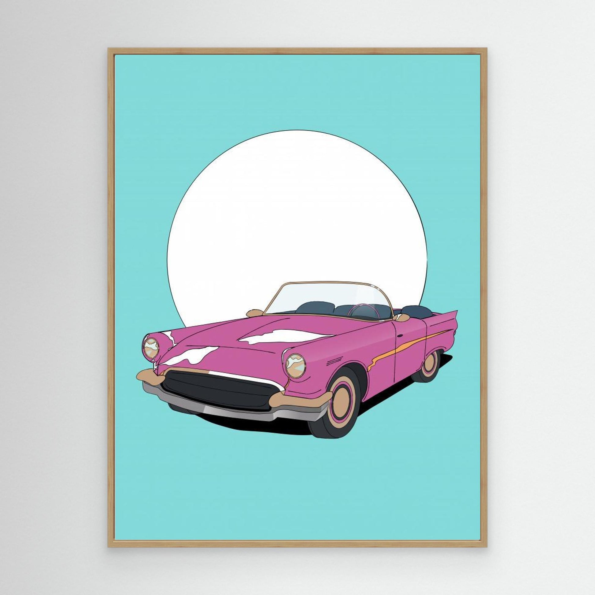 Vintage Pink Sports Car by Nicholas