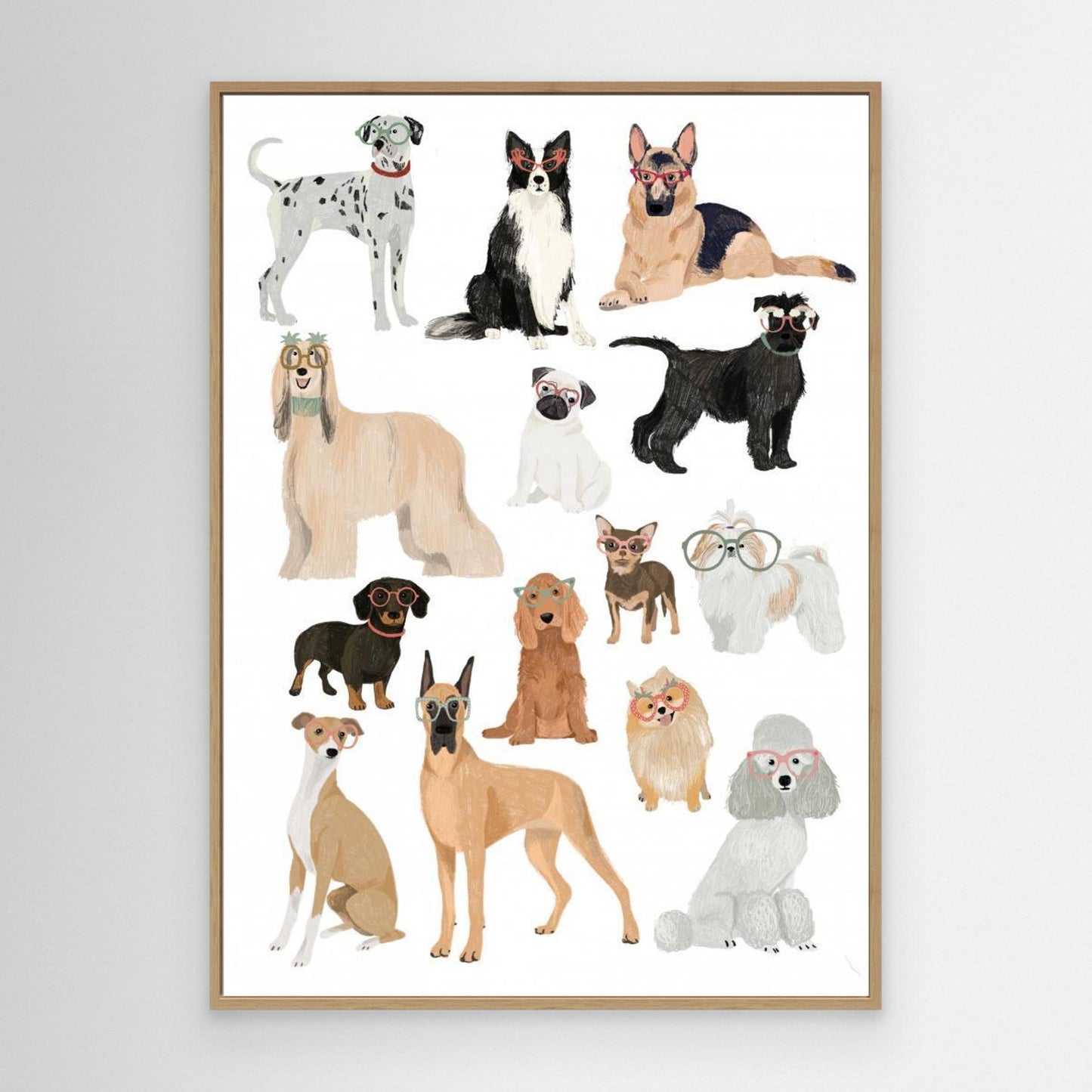 Dogs in glasses Print by Hanna Melin