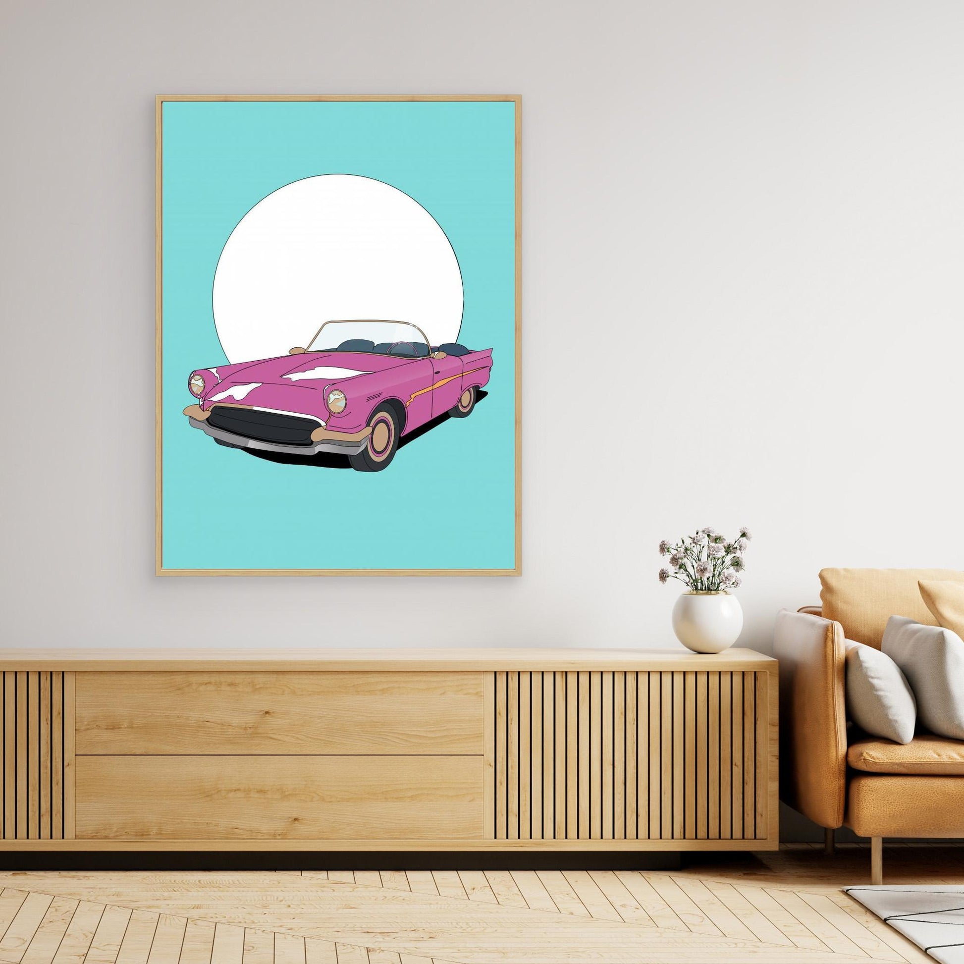 Vintage Pink Sports Car by Nicholas