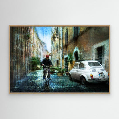 Cyclist in the alley by Nicodemo Quaglia
