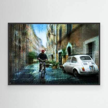 Cyclist in the alley by Nicodemo Quaglia