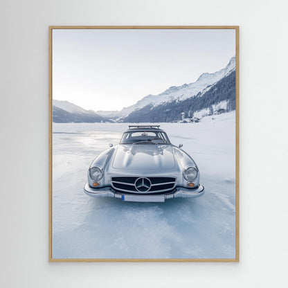 Retro Silver Car On Froozen Lake by Pictufy