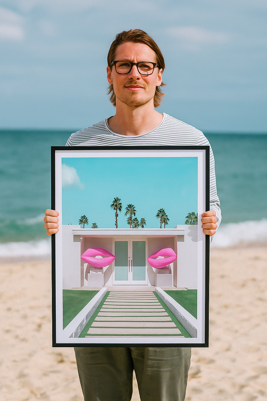 Mid-Century Modern House with Pink Lips by Tom Windeknecht